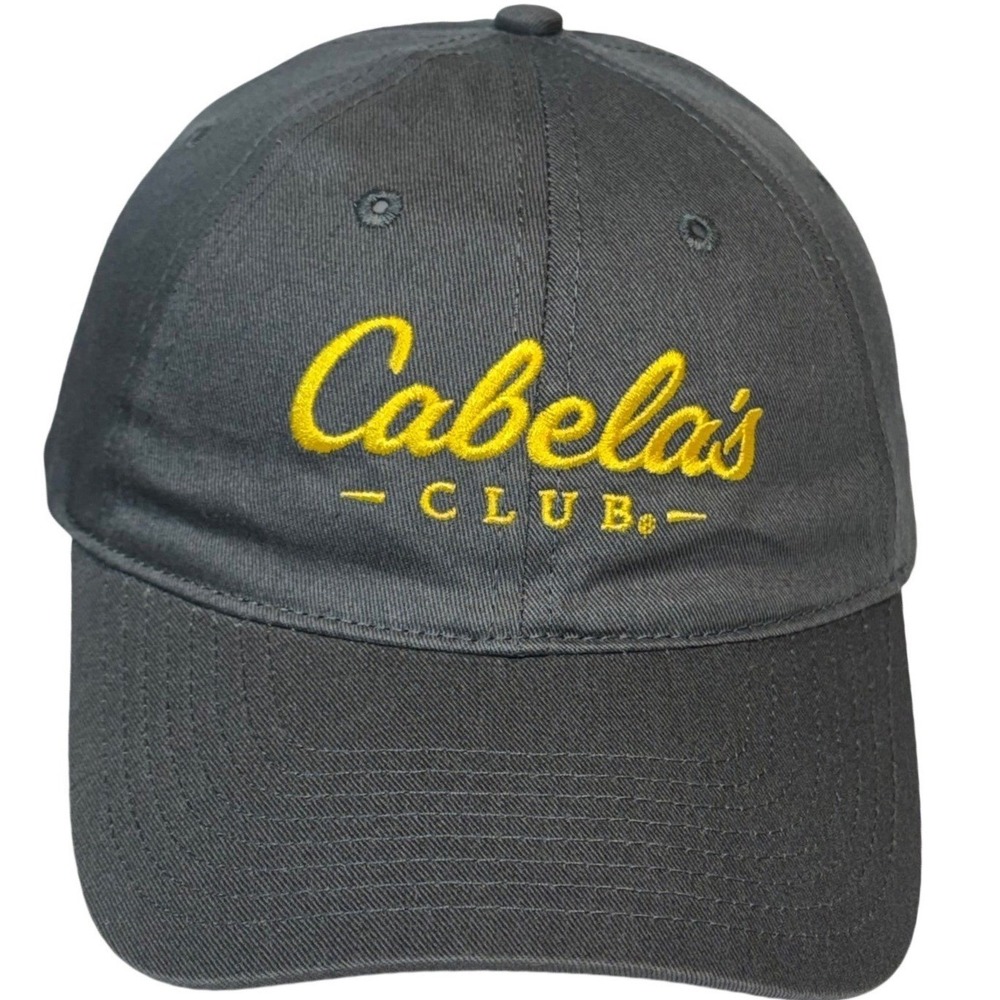 Cabela's Club Adjustable Baseball Hat Cap One Size Gray Yellow Strapback Adult